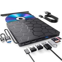 Jugueteportable DVD 7 En 1 Con Drive Externo CD/DVD USB 3.0 Tipo C Grabador De Disco Externo Para Desktop Mac Windows Linux - details 6