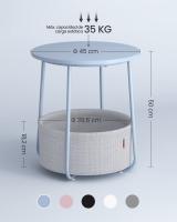 Mesa Auxiliar Redonda con Cesta de Tela - Espaciosa Mesa Lateral para Salón, Dormitorio o Mesita de Noche, Estilo Moderno, Disponible en Varios Colores - details 6