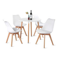 ORION91 Conjunto Mesa 80 cm + 4 Sillas SIRIO Acolchadas Color Blanco - Estilo Nórdico Ideal para Comedor, Oficina, Salón, Terraza Juego - SpazioLuzio - details 1