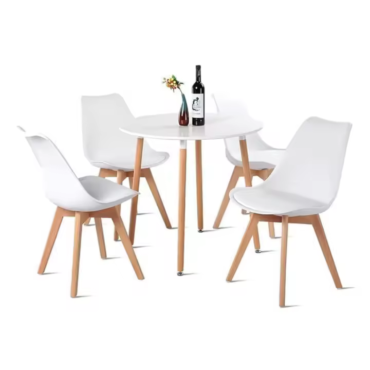 ORION91 Conjunto Mesa 80 cm + 4 Sillas SIRIO Acolchadas Color Blanco - Estilo Nórdico Ideal para Comedor, Oficina, Salón, Terraza Juego - SpazioLuzio - 1