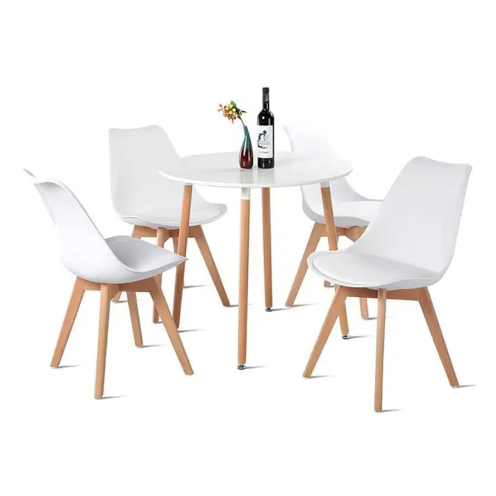 ORION91 Conjunto Mesa 80 cm + 4 Sillas SIRIO Acolchadas Color Blanco - Estilo Nórdico Ideal para Comedor, Oficina, Salón, Terraza Juego - SpazioLuzio - 1