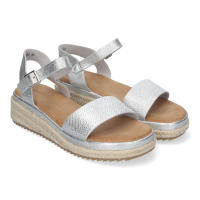 Davinia Shoes Sandalias Planas para Mujer, con Yute, Elegantes y Comodas con Pala Abierta y Hebilla Ajustable, Ideales para Verano. Shoes&Blues.es CF-3027-Plata - details 0