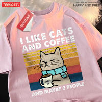 Camiseta De Algodón I like Cats And Coffee Para Hombres Y Mujeres Camiseta Hip Hop Suelta De Cuello Redondo Moda Streetwear Para Pareja - details 13