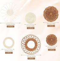Juego de 8 cestas de mimbre decoración de pared cestas de ratán para decoración de pared decoración Bohemia para sala de estar o dormitorio (blanco) - details 4