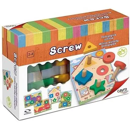 Cayro - Screw - Juego Tornillos y Tuercas Niños - Juego Educativo de Madera - Mejora la Habilidad Motriz - Aprenden Mientras Juegan - para Niños de 2 a 4 Años - 1