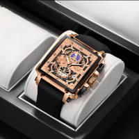 Reloj De Cuarzo Deportivo LIGE Para Hombres Con Correa De Silicona Y Dial Cuadrado Resistente Al Agua Y Al Choque Con Fechas Y Fase Lunar - details 22