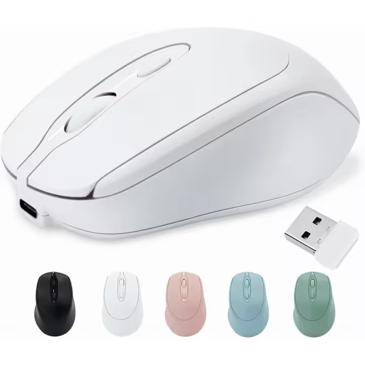 Ratón inalámbrico, recargable, Silencioso, 2,4G, Ratón de ordenador con nanoreceptor USB para ordenador portátil, iPad, MacBook Pro y Air - 1