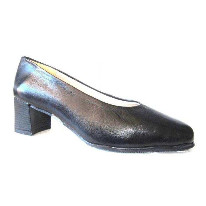 PEMBER 2009 Salón de piel negroi, ancho especial, interior en piel acolchada, suela de goma flexible, tacón de 6 cm