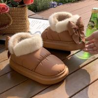 Botas De Tobillo Lindas Y Cálidas Para Mujer Con Lazo De Plush Nueva 2024 Impermeables Con Algodón Y Peluche Adecuadas Para Invierno Y Primavera - details 7