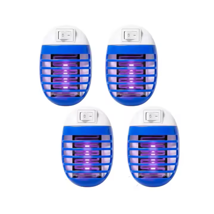 pack 4 Matamosquitos Lámpara UV repelente de mosquitos, Mata moscas eléctrico, mata insectos eléctrico, destructor de moscas, repelente de mosquitos interior, trampa para moscas efectiva LUZ(azul) - 1