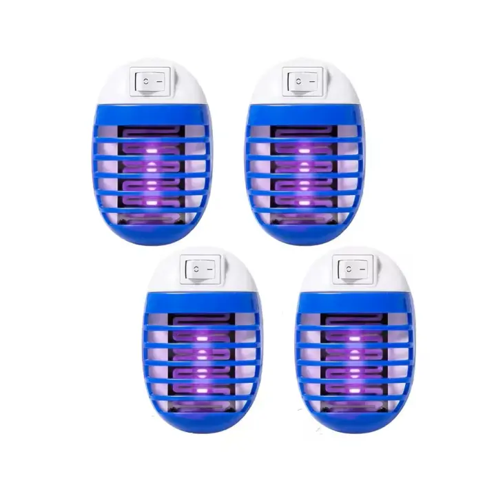 pack 4 Matamosquitos Lámpara UV repelente de mosquitos, Mata moscas eléctrico, mata insectos eléctrico, destructor de moscas, repelente de mosquitos interior, trampa para moscas efectiva LUZ(azul) - 1