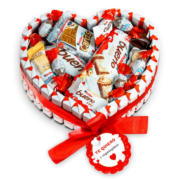 Onza Cesta de Chocolates Kinder Bueno Navidad - Regalo Navidad Mujer, Hombre - Regalos originales para parejas - Cesta de Chocolates y Bombones Kinder Bueno pack: Chocobons, Happy Hippo, Cards
