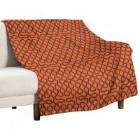 Manta De Terciopelo Coral Con Patrón De Arrugas Naranja Y Negro Manta Delgada Para Adultos Estilo Americano Para Viajes Y Hogar - details 1