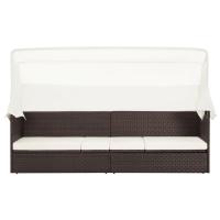 vidaXL Sofá de jardín con dosel ratán sintético Gris, Negro, Negro y blanco Sillas de Exterior Ideal para jardín, playa, piscina, terraza Tumbona Piscina Tumbonas Playa Tumbonas Jardín Exterior - details 2