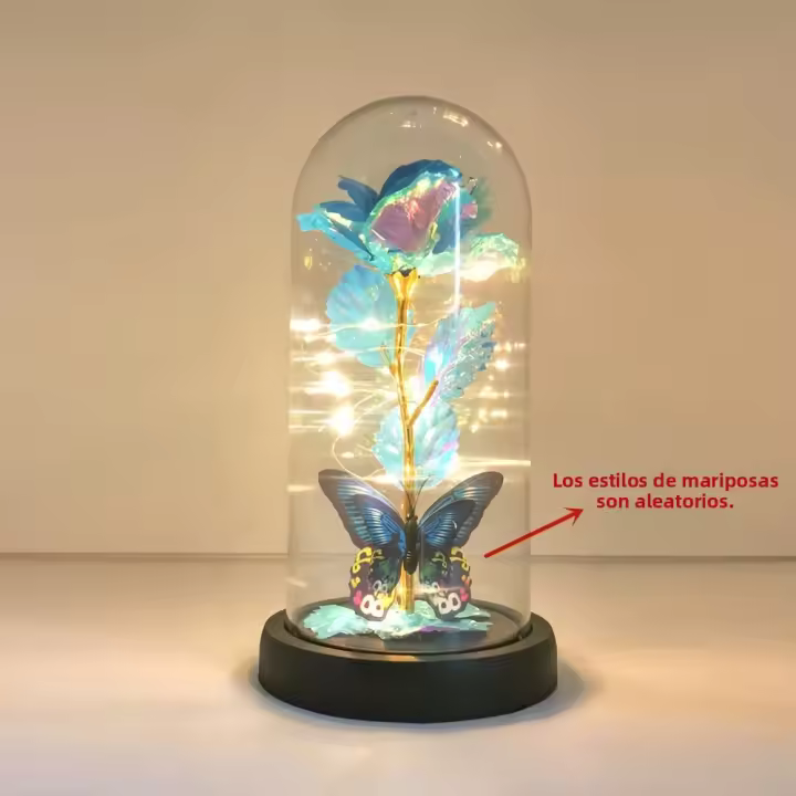 Lámpara De Rosas Artificiales Con LED Galaxia Rosa Y Mariposa Regalo De Navidad Para Bodas Y San Valentín Decoración De Hogar - 1