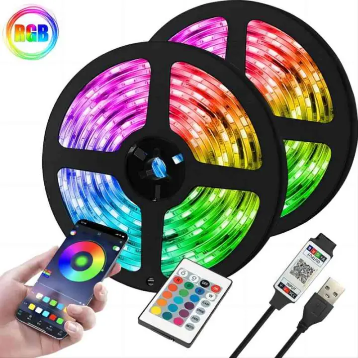 Tira De Luces LED RGB DC5V 1/2/3/4/5/10M Con Control Remoto Bluetooth USB 24 Teclas Flexible Para Decoración De Hogar Y TV - 1