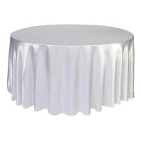 Mantel De Seda Redonda En Color Sólido Con Borde Hemizado Para Bodas Fiestas Restaurante Banquete Decoración De Mesa - details 2
