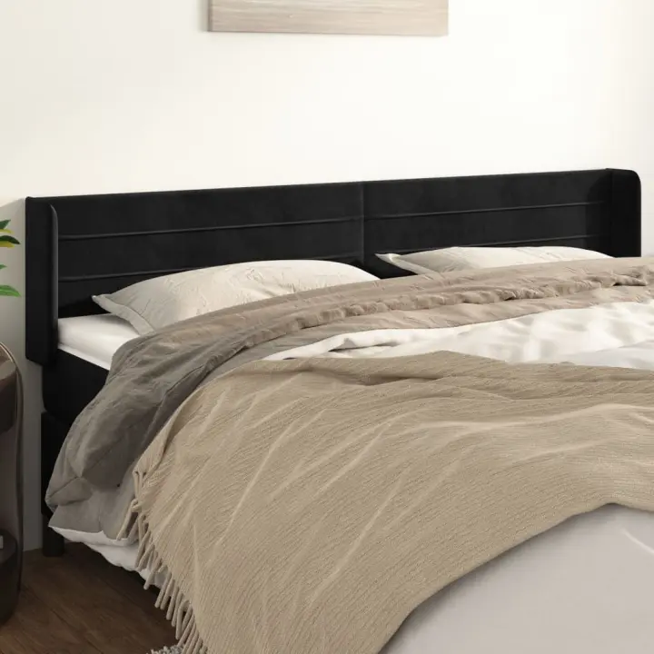 vidaXL Cabecero de terciopelo negro 203x16x78/88 cm - 1
