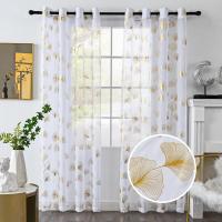 Cortinas De Voile Transparentes Con Estampado De Oro 96 Pulgadas Largas Tope De Grommet Tratamiento Metálico De Lujo 1 Panel - details 0