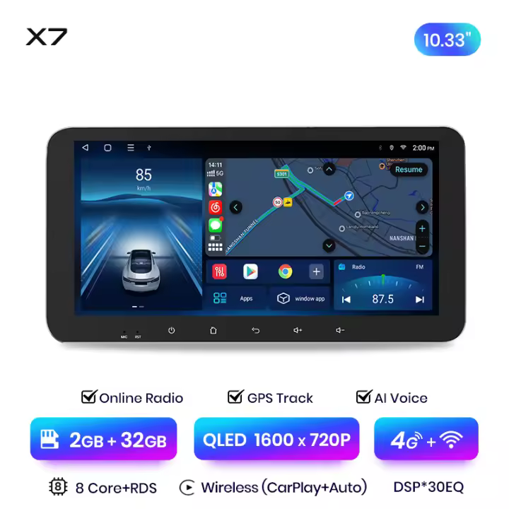 Junsun-reproductor Multimedia X7 MAX para coche Radio con Android CarPlay inalámbrico voz IA 2K 13.1 pulgadas para Mitsubishi ASX 1 2010 2011 2012 2013 2014 2015 2016 - 1