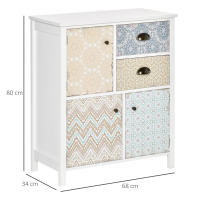 HOMCOM Cómoda con 2 Cajones Cómoda para Dormitorio Estilo Bohemio con 3 Compartimentos Diseño Anti-vuelco para Salón Pasillo 68x34x80 cm Blanco - details 2
