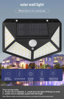 Lámparas Solares De Pared Con 100 LED Sensor De Movimiento Impermeables Para Decoración De Jardín Luz Solar Autónoma Para Calle Modernas IP65 - details 2