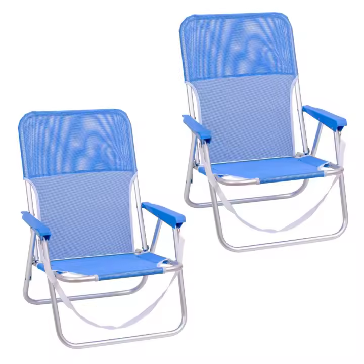 Pack de 2 sillas de playa fijas plegables con asiento bajo de aluminio y textileno Lola Home - 1