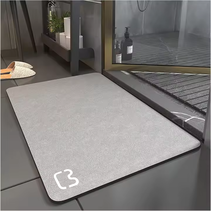 Alfombra de baño antideslizante Alfombra de baño de diatomita súper absorbente Alfombra de bañera de microfibra Alfombra de ducha suave Secado rápido (50 * 80, gris) - 1