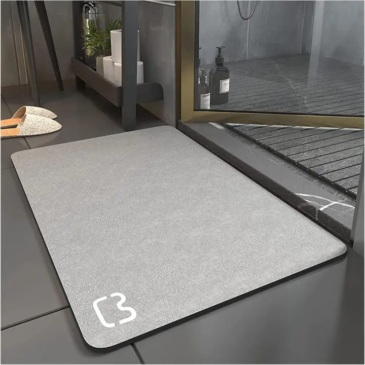 Alfombra de baño antideslizante Alfombra de baño de diatomita súper absorbente Alfombra de bañera de microfibra Alfombra de ducha suave Secado rápido (50 * 80, gris) - 1