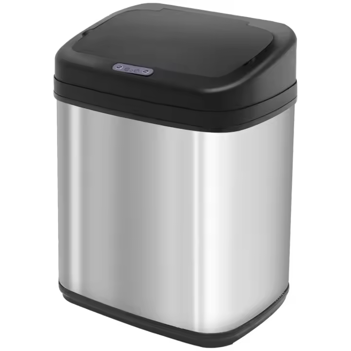 HOMCOM Cubo de Basura Automático 20L Papelera de Cocina de Acero Inoxidable con Sensor Infrarrojo Apertura Automática Cubo Interior Extraíble y Asa 33x25x42,5 cm Plata y Negro - 1