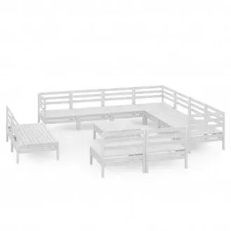 VIDAXL 3083160 conjunto de muebles de jardín fabricados en madera de pino macizo color blanco vida xl - 1