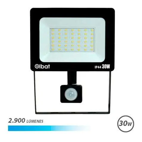 Foco LED con Sensor de Movimiento 30W - Luz Fría 6.500K - Vida Útil 30.000-50.000 Horas - 1
