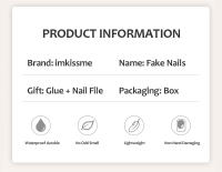 Uñas Postizas Largas De Moda 24Pcs Reutilizables Brillantes En Color Sólido Con Pegamento Para Mujeres Y Niñas - details 1