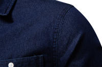 Camisa De Mezclilla Para Hombre Nueva De Otoño Con Doble Bolsillo Cierre De Correa Casual Diseño Social Justa Algodón Y Spandex - details 7