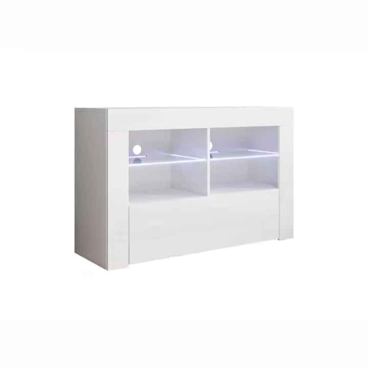 MB Muebles Bonitos - Mueble TV para Salón, LED, Ancho 100cm, Blanco Brillo, Modelo Lilian - 1