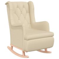 vidaXL Sillón con patas mecedoras madera maciza caucho tela Gris claro, Gris oscuro, Crema Sillon Dormitorio Sillon Comodos Silla Relax Sillón Sofá - details 2