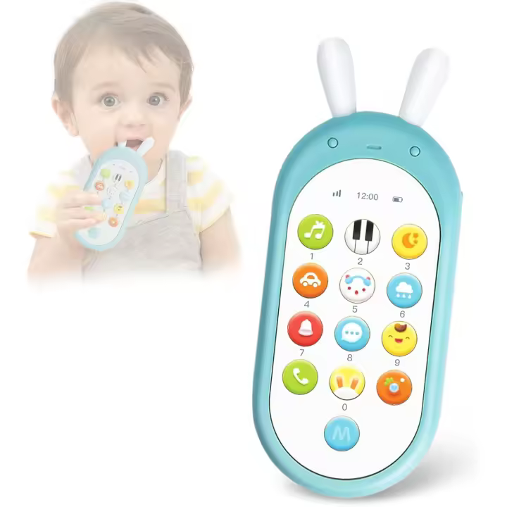 Juguetes de teléfono para bebés, juguetes para bebés de 6 a 12 meses, juguetes interactivos para jugar con teléfono con luces suaves que cambian de color y varios sonidos musicales - 1