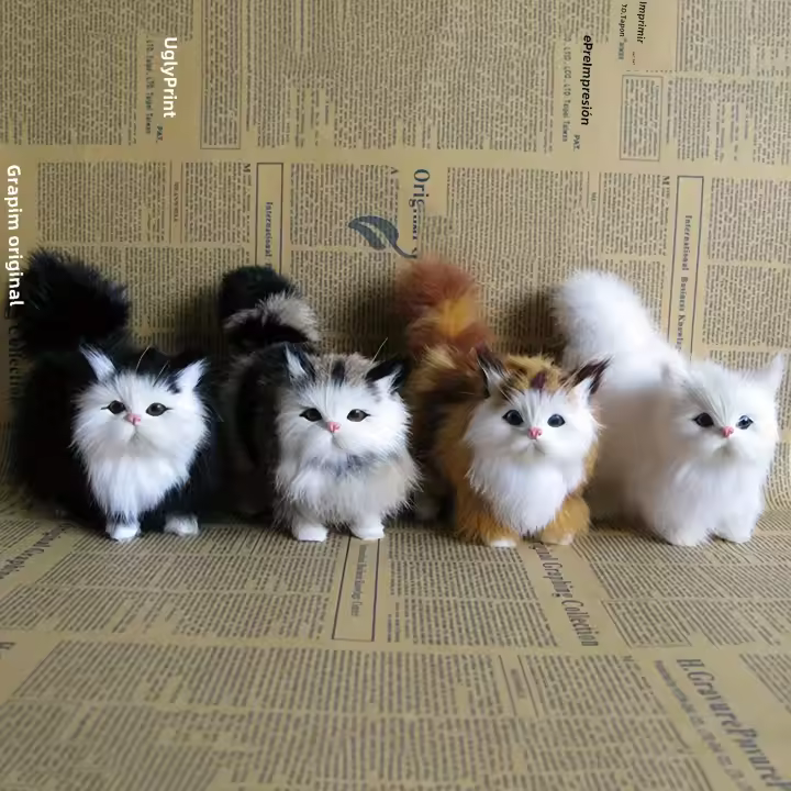 Juguete De Peluche De Gato Simulación Suave Muñeco De Peluche Modelo De Gatito Realista Para Niñas Y Niños Regalo De Cumpleaños O Día De San Valentín - 1