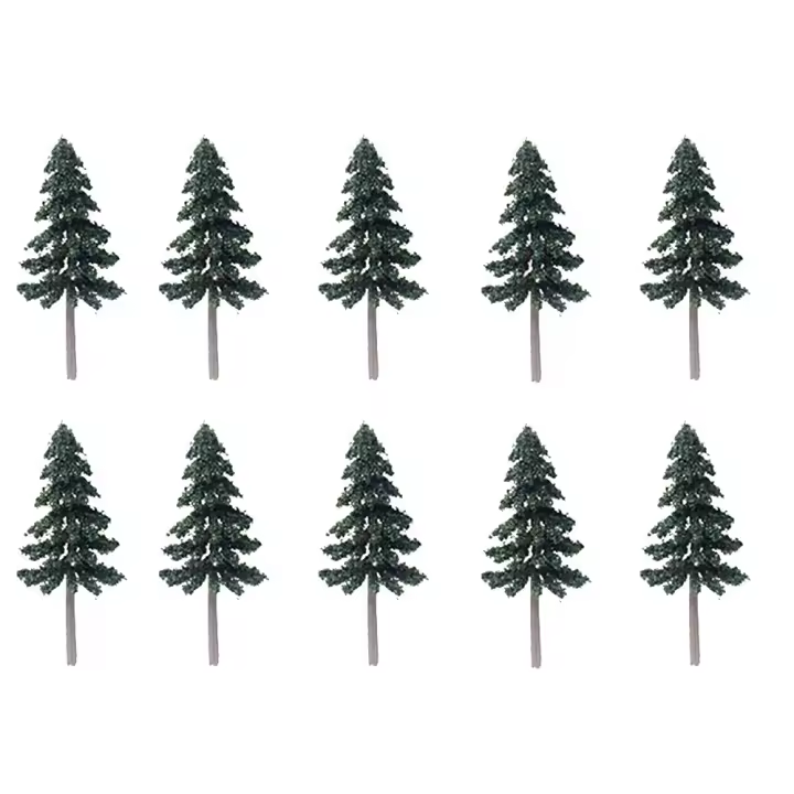 Modelos De Árboles De Ciprés Verdes Para Escenografía Y Ferrocarril 5-15cm 10/20/30Pcs Accesorios De Escritorio De Miniaturas - 1