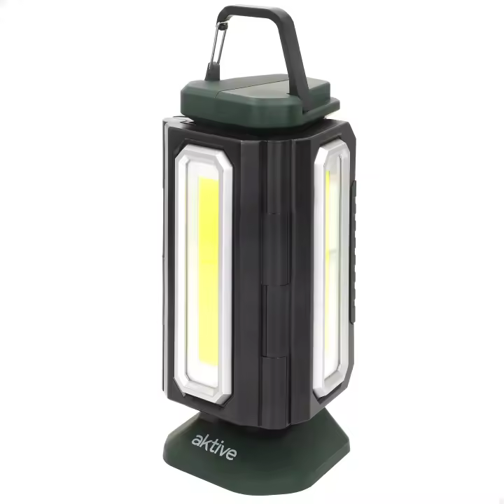 Aktive - Foco led exterior, luz blanca, 9x8,5x19 cm, 3 modos luz, 1500 lúmenes, 4 a 7 horas duración, distancia de 30 metros, impermeabilidad IP20, cargador USB, asa de mano, iluminación led, focos jardín, foco led portátil - 1