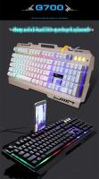Teclado Mecánico G700 Impermeable Con Soporte Para Móvil Juego Sensación De Metal Luz Personalidad Negocios 104 Teclas USB - details 0