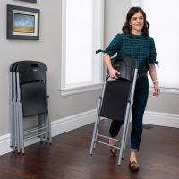 Lifetime - Silla plegable multiuso, máx. 160 kg, color negro, fabricada de polietileno de alta densidad y acero, 50x48,5x84 cm, protección UV, resistente al agua, sillas para eventos, sillas plegables exterior e interior, silla robusta - details 5