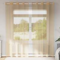 vidaXL Cortinas de gasa con ojales 2 uds 140x245 cm en color Rosa claro/orange/Arena y más | protección solar decorativa para ventanas hogar oficina dormitorio fácil de instalar - details 2
