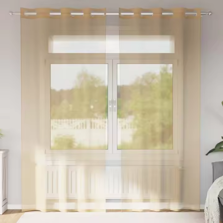 vidaXL Cortinas de gasa con ojales 2 uds 140x245 cm en color Rosa claro/orange/Arena y más | protección solar decorativa para ventanas hogar oficina dormitorio fácil de instalar - 1