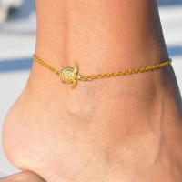 Pulsera De Tobillo Para Mujer Con Tortuga Marina Pequeña Bonita Vintage En Oro Y Plata Estilo Bohemio Joyería De Playa Accesorios De Verano - details 1