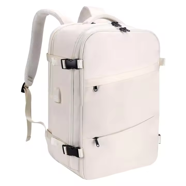 Mochila de viaje Mujeres Hombres 45 x 36 x 20 Maleta de Cabina 32L Mochilas Resistente al agua Mochila Escolar para Portátil Ordenador 15.6 pulgadas con puerto de carga USB Beige - 1