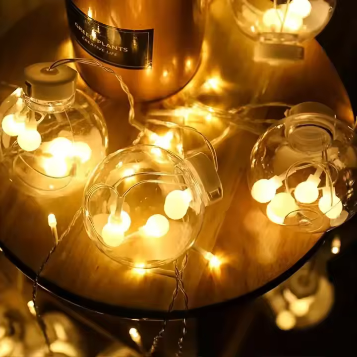 Lámpara De Bolitas De Cristal LED Para Jardín Y Decoración De Habitaciones Cadena De Luces Eléctricas Al Aire Libre Con Batería - 1