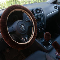 Cubierta De Volante De Coche Personalizada 3pcs Color Sólido Plush Accesorios Para Decoración Automóvil Adecuado Para Mujeres - details 3