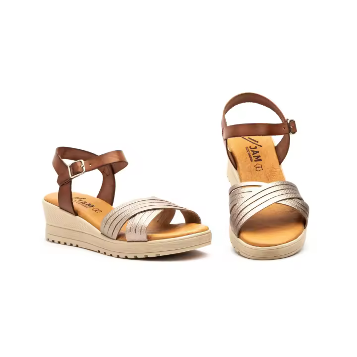 DSD-233 Cuero Hecho en España Sandalias Mujer Piel Cuero Cuña Numeración: 35-41 Marca: Calzados DSD sandalia con planta de gel y cuña muy confortable y elegante ideal para tus dias de verano - 1