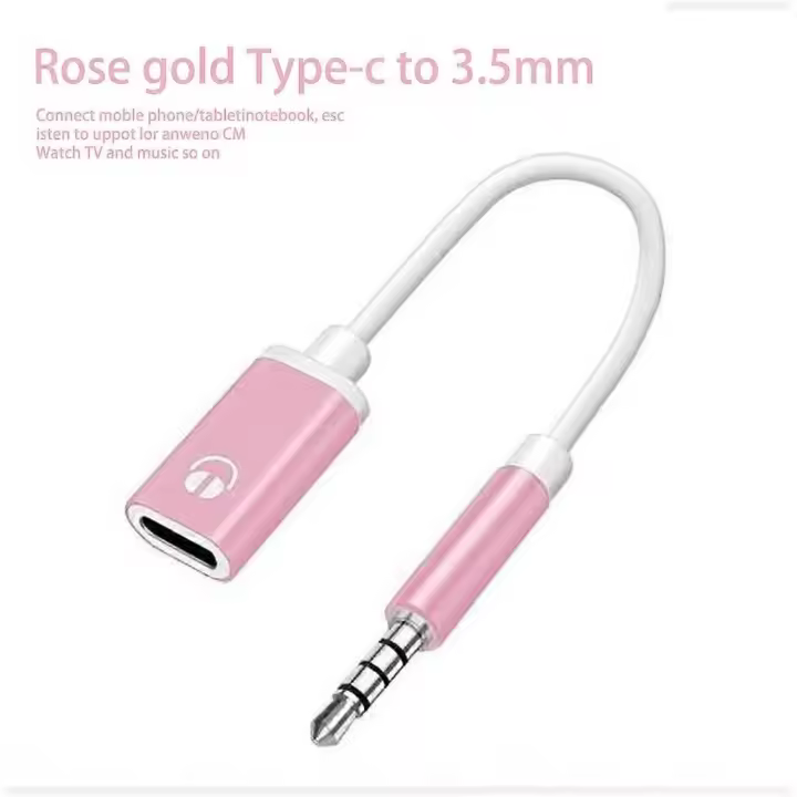 3,5mm macho to Type-C adaptador de auriculares adaptador analógico Plano Redondo S5J7 - 1
